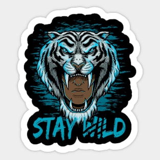 Wild white Tiger man Sticker